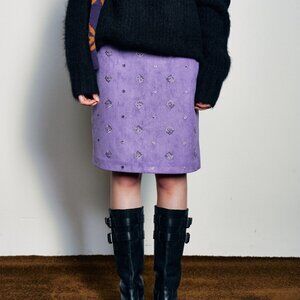 Purple Suede Look A-Line Skirt